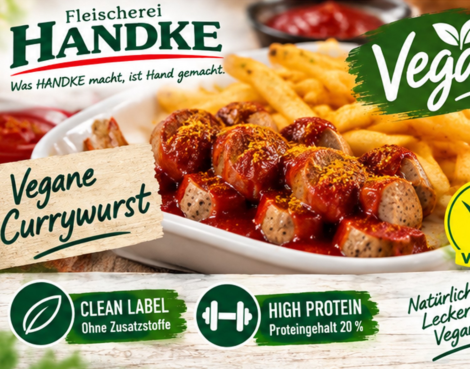 Vegane Currywurst, geräuchert